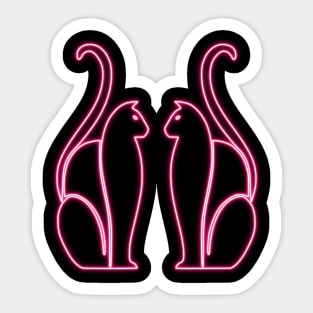 Pink Neon CATS Art Deco Sticker